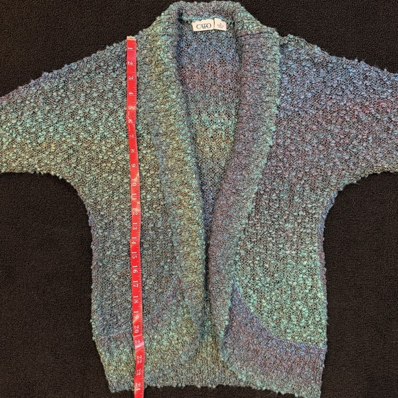 Womens Colorful Short Sleeve Bouclé Cardigan Sweater S Mermaid Festival Y2K - Picture 9 of 11